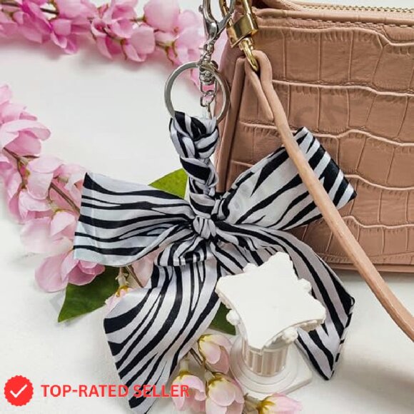 Leopard Print Bow Bag Charm Detachable Keychain Elegant Purse Accessory - Picture 6 of 7